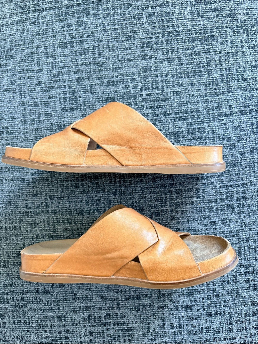 Kelsi Dagger Leather Crisscross Slide Sandals - Picture 3 of 5